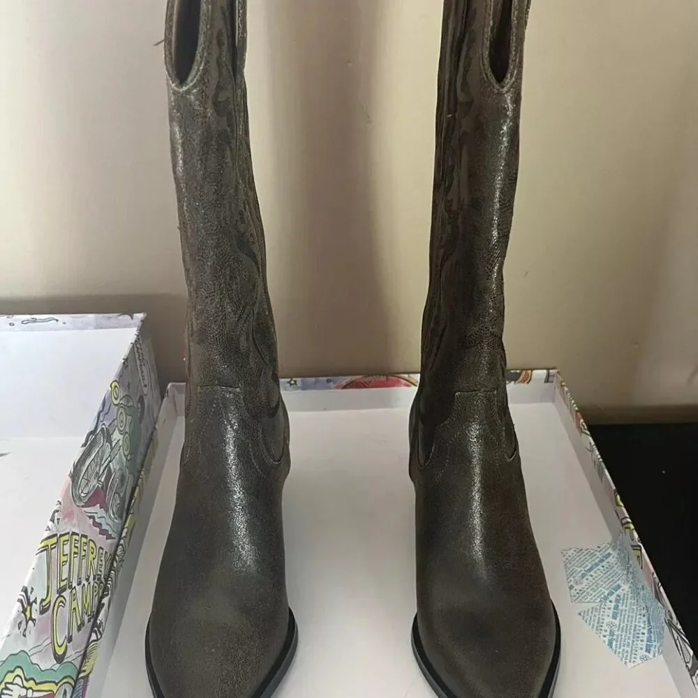 Jeffery Campbell Free People Dagget Chocolate Tan Distressed Boots Sz 6 - Picture 3 of 11